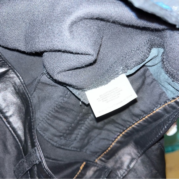 Tory Burch black vegan leather denim jeans pants 31” 10 winter fall staple - Picture 7 of 7